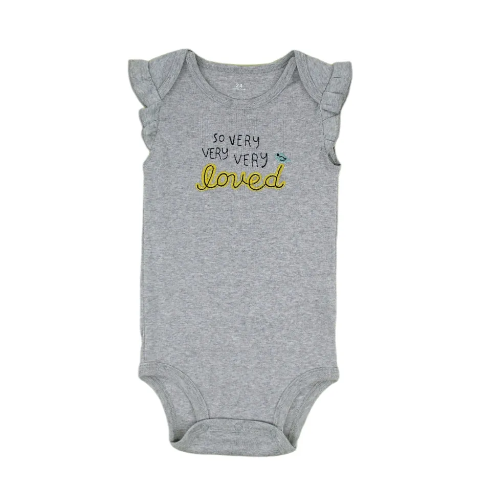 2 Pc Cotton Top And Romper Set - Loved/Lemon