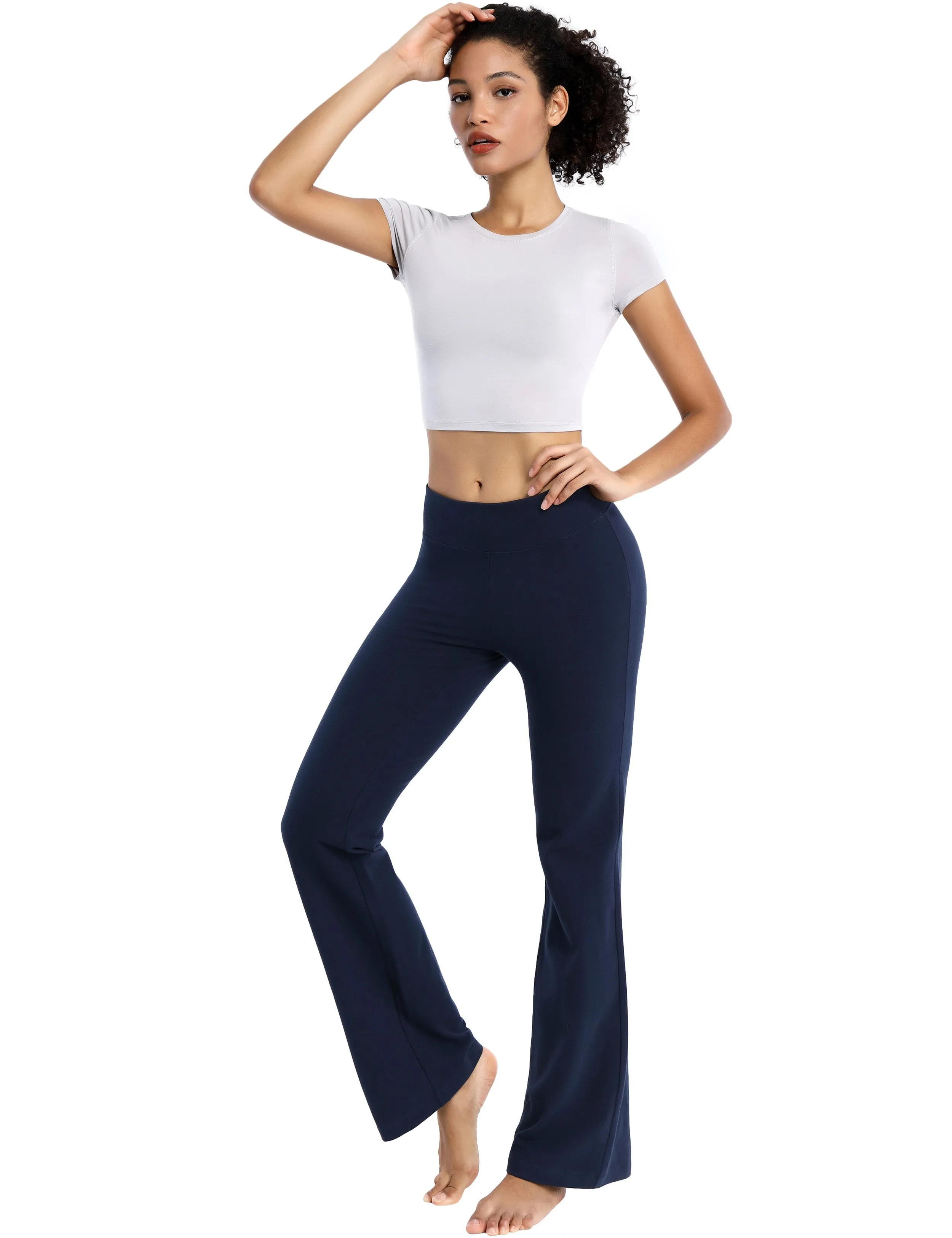 29 31 33 35 Cotton Bootcut Leggings darknavy ins_yogastudio