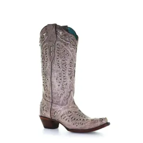 A4088 - Corral brown western cowgirl leather boots for women