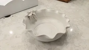 Alabaster Floral Scalloped Bowl - Local Artist