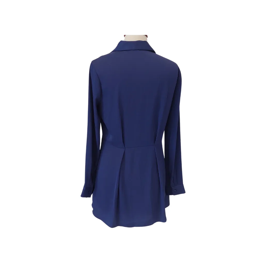 BCBGeneration Twilight Blue Satin Collared Shirt | Brand new |