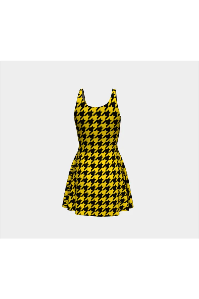 Black and Gold Hounds-tooth Flare Dress