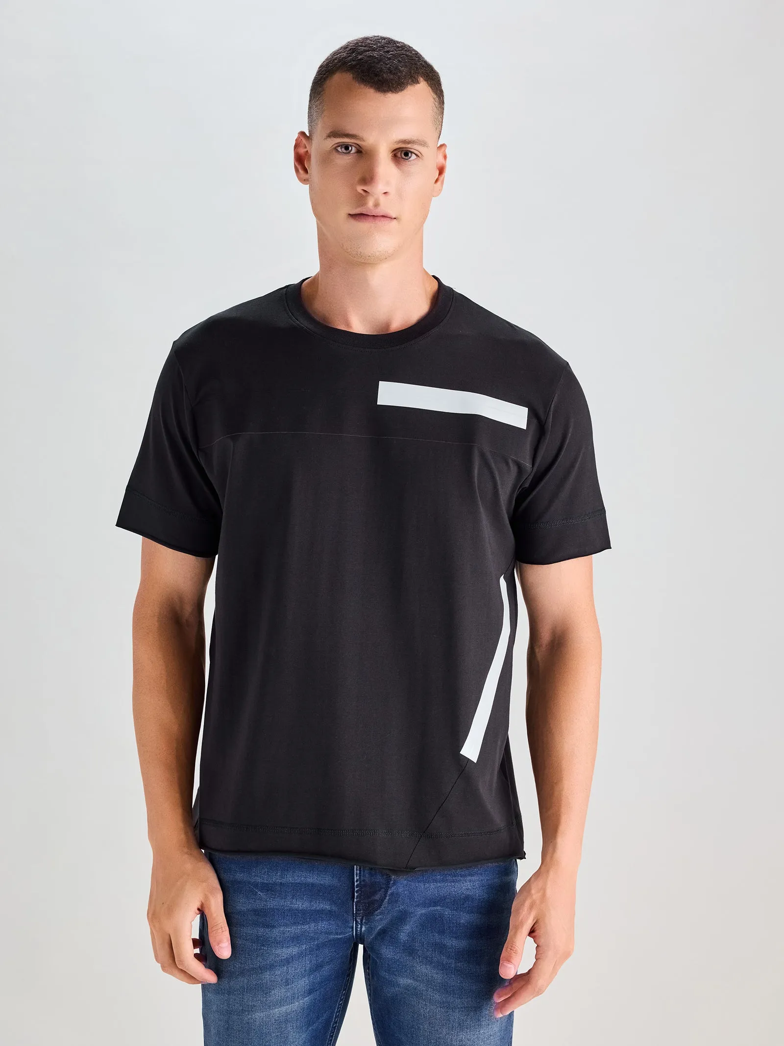 Black Relax Fit Supima Cotton Stretch T-Shirts