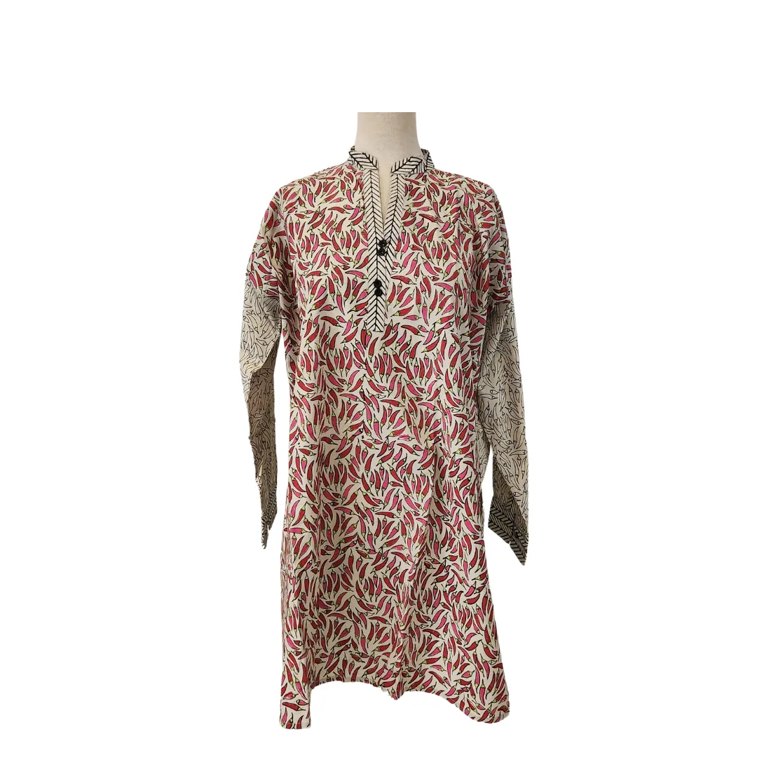 Blocked White with Chilli Print Kurta | Pre Loved |