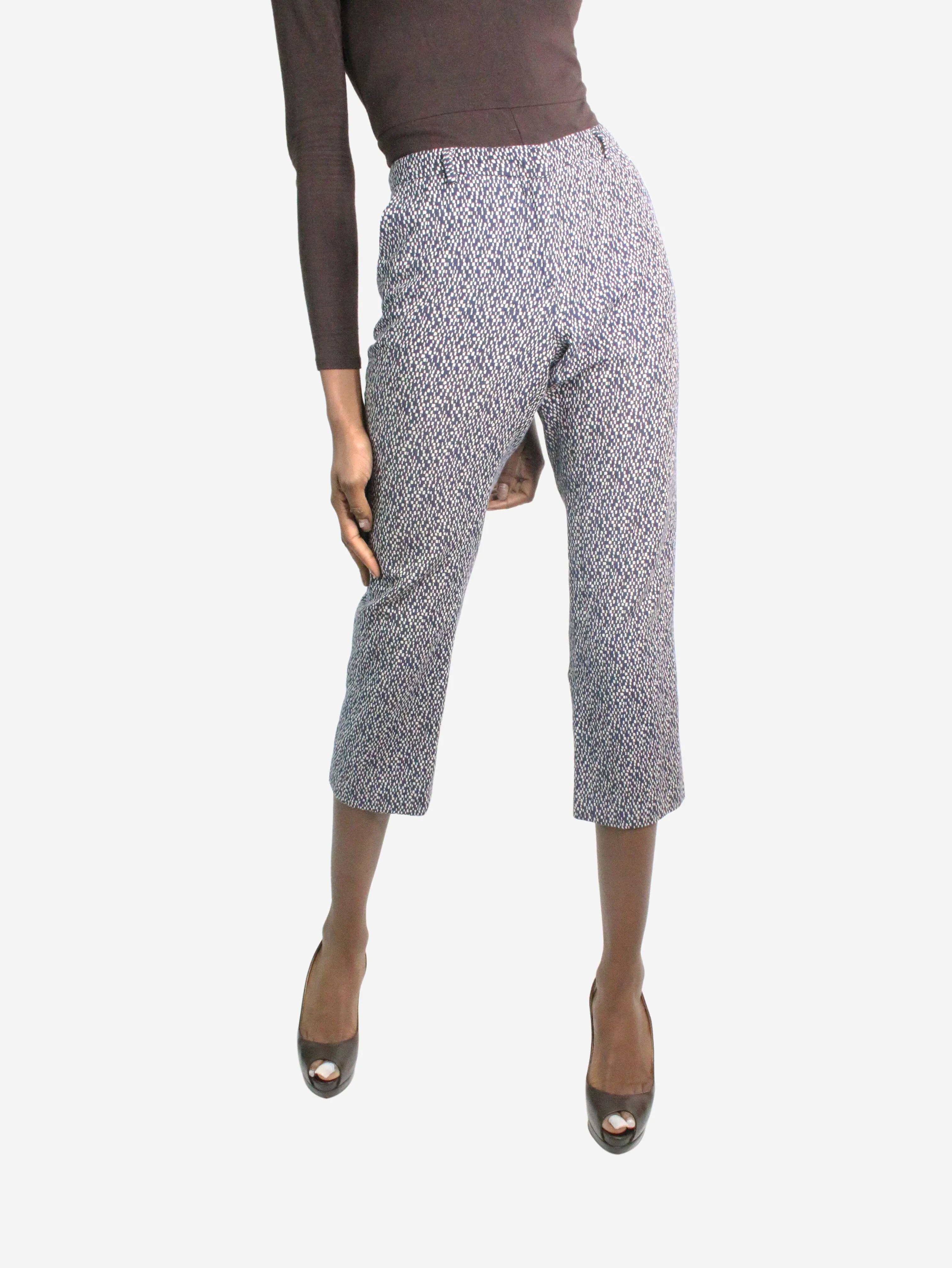 Blue printed trousers - size UK 10