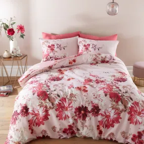 Briony Floral Garden Cotton Duvet Cover Set - Pink