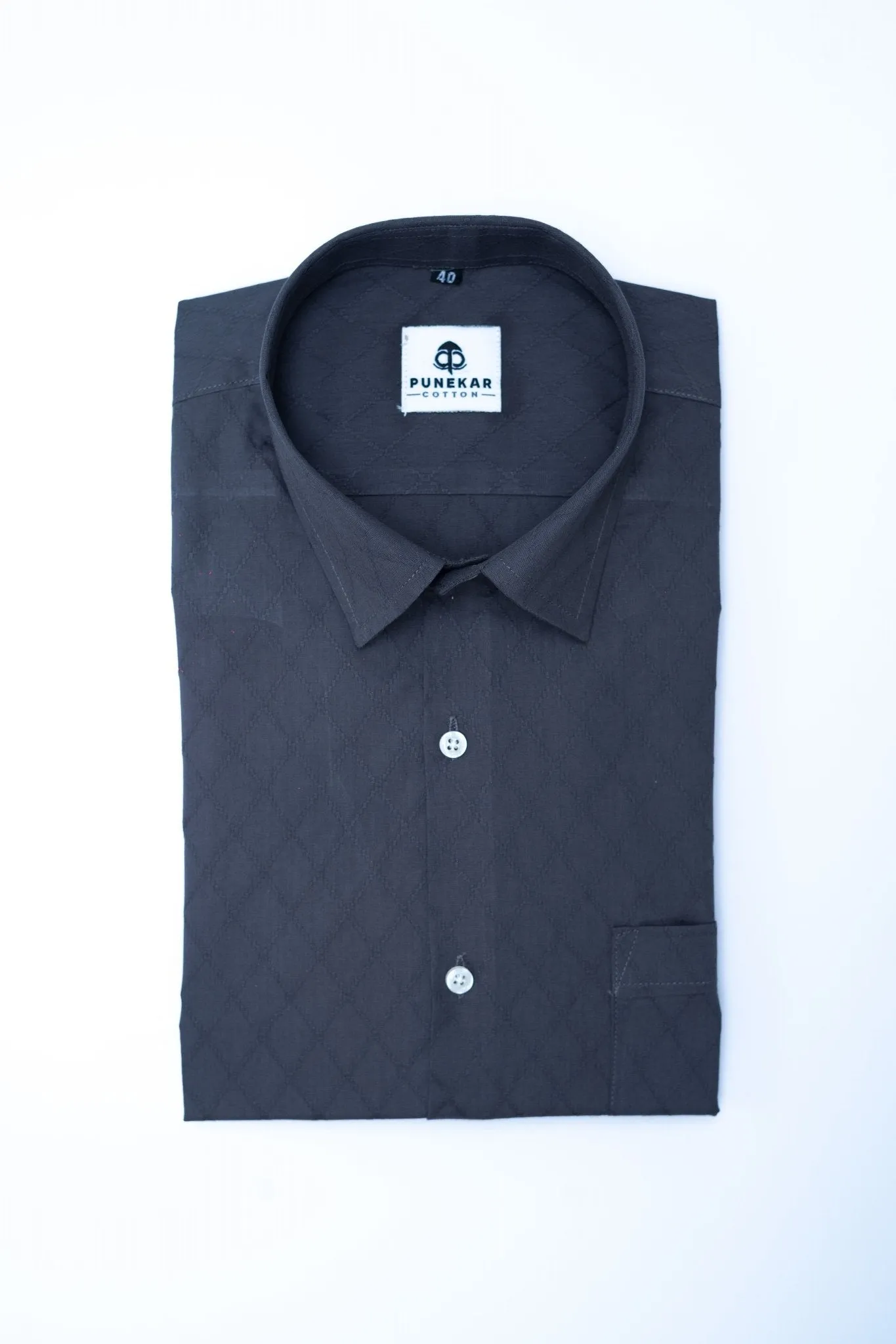 Carbon Color Embroidery Cotton Shirt For Men