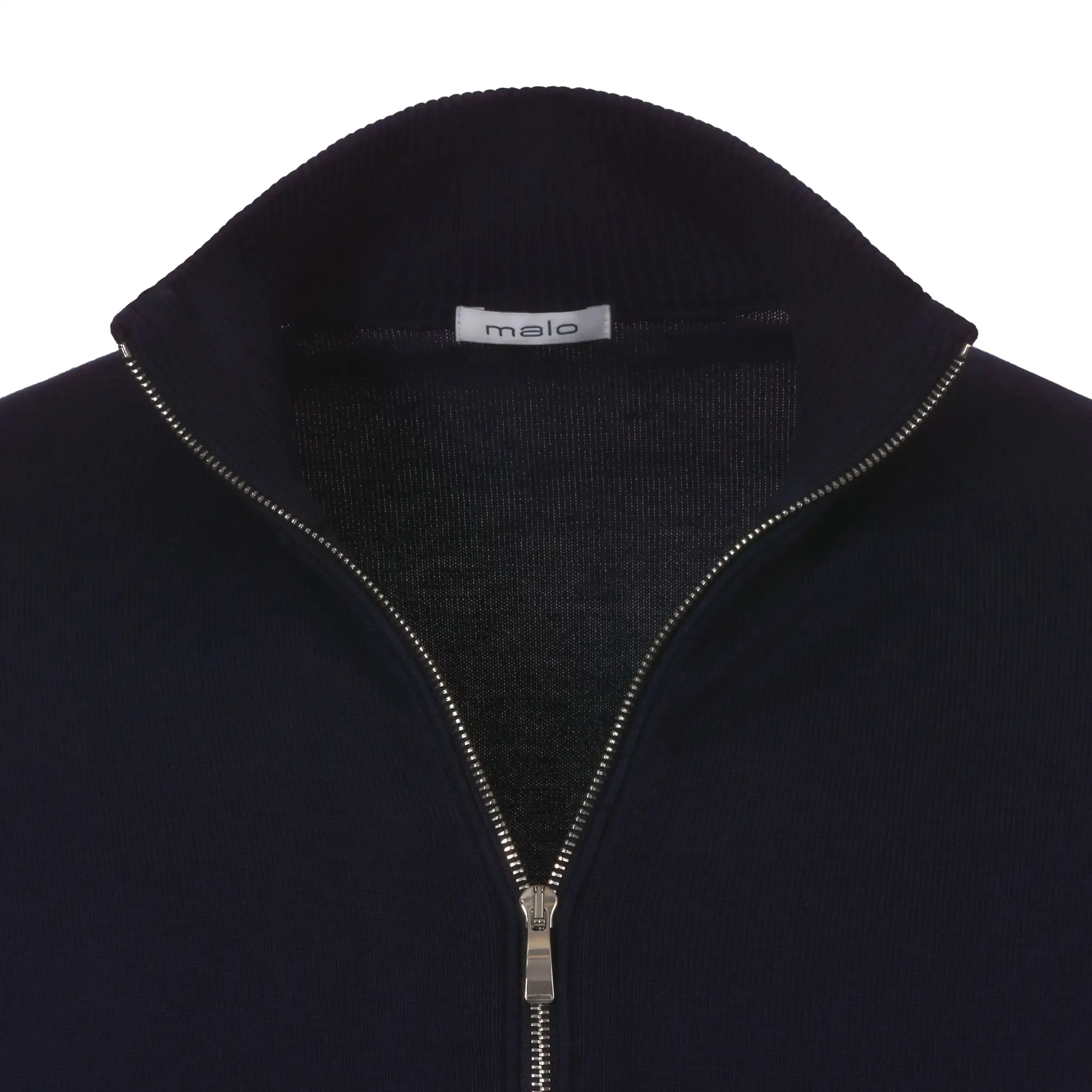 Cotton Zip-Up Sweater in Dark Blue