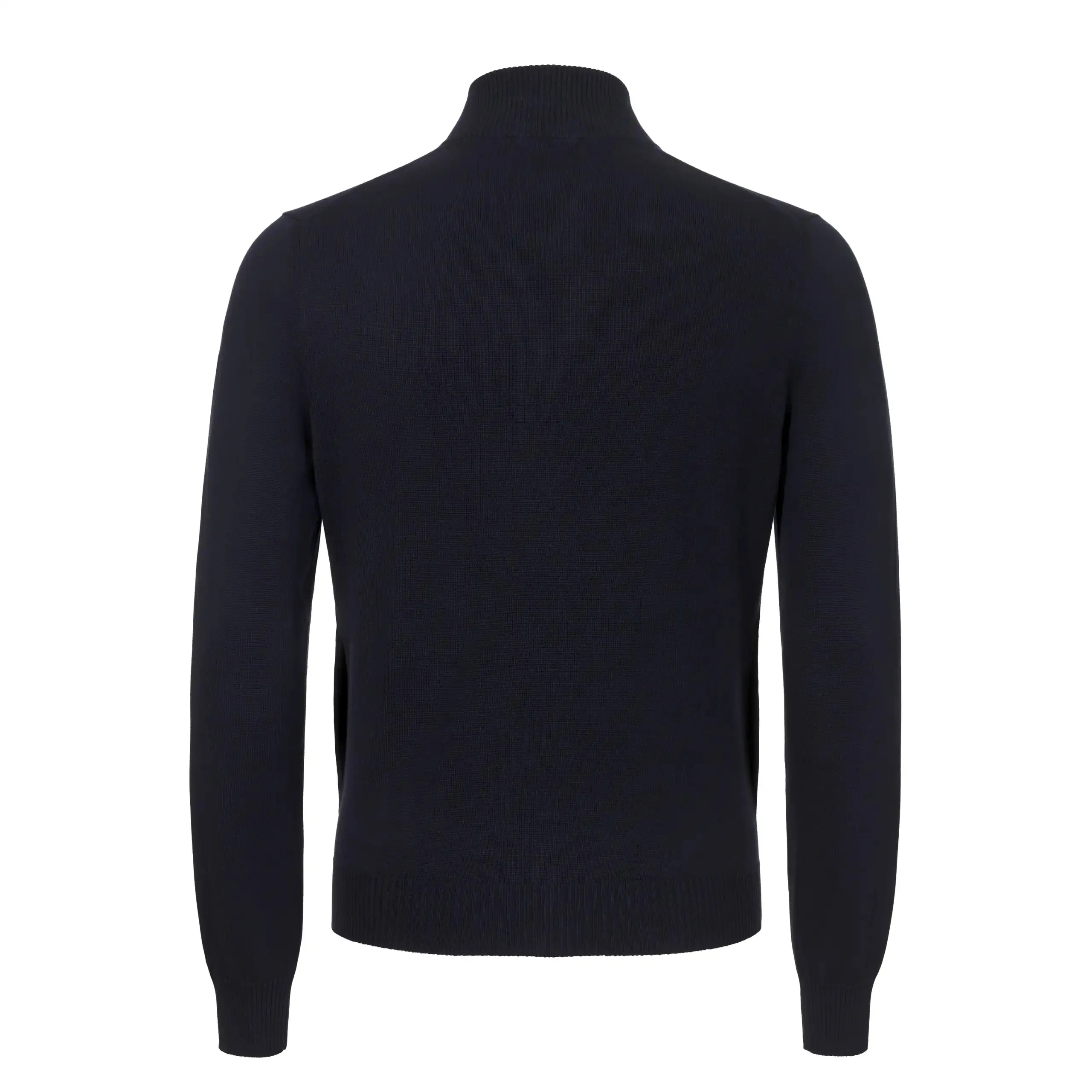 Cotton Zip-Up Sweater in Dark Blue