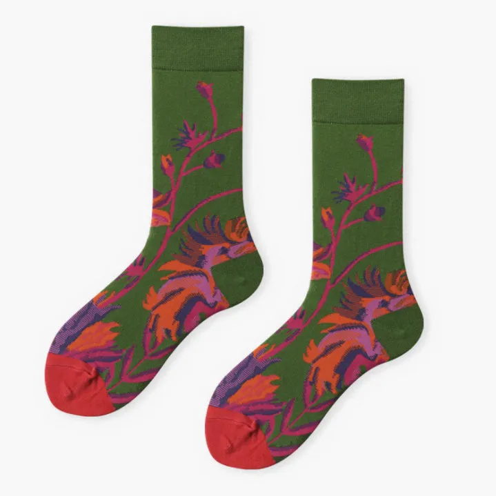 Crew Socks | Funky Socks - Green Floral