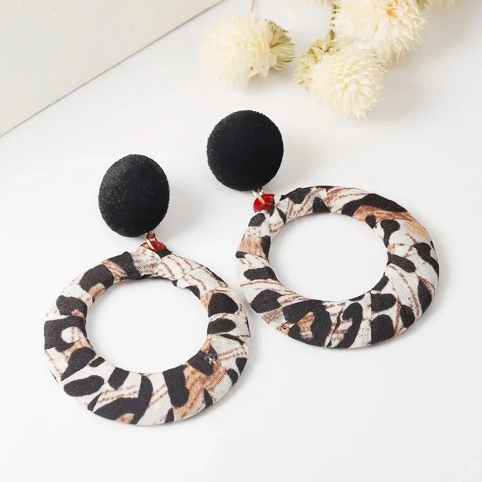 Dangle Hoop Leopard Earrings