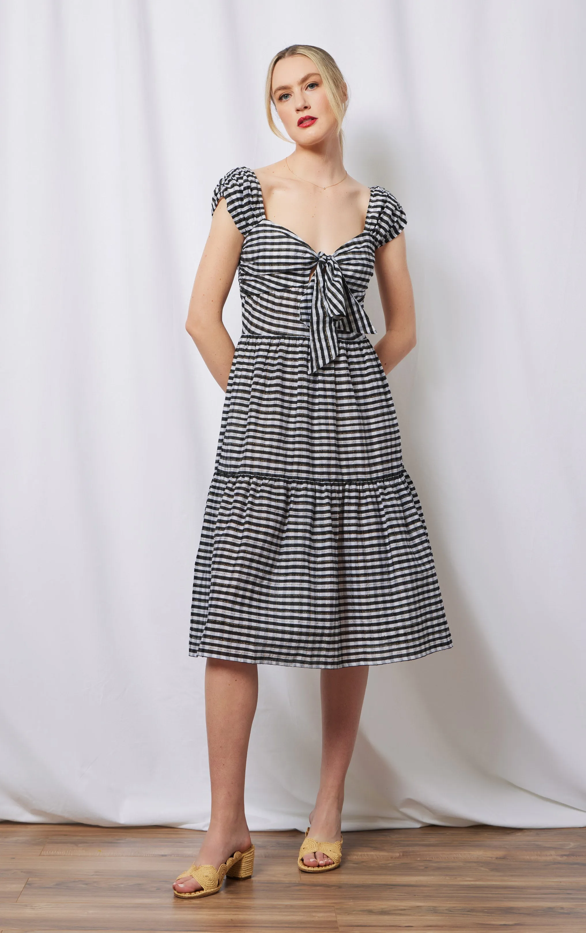 Dani Cotton Silk Dress - Black White Gingham