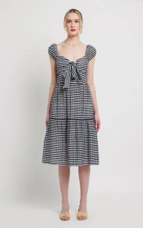 Dani Cotton Silk Dress - Black White Gingham