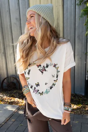 Dreamy Monarch Graphic Tee - Ivory