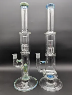 Dual Perc Straight Tube Bongs - Fire Within Glass