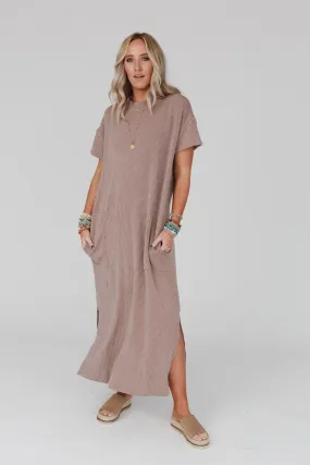 Easy Days Maxi Slit Tee Dress - Acorn