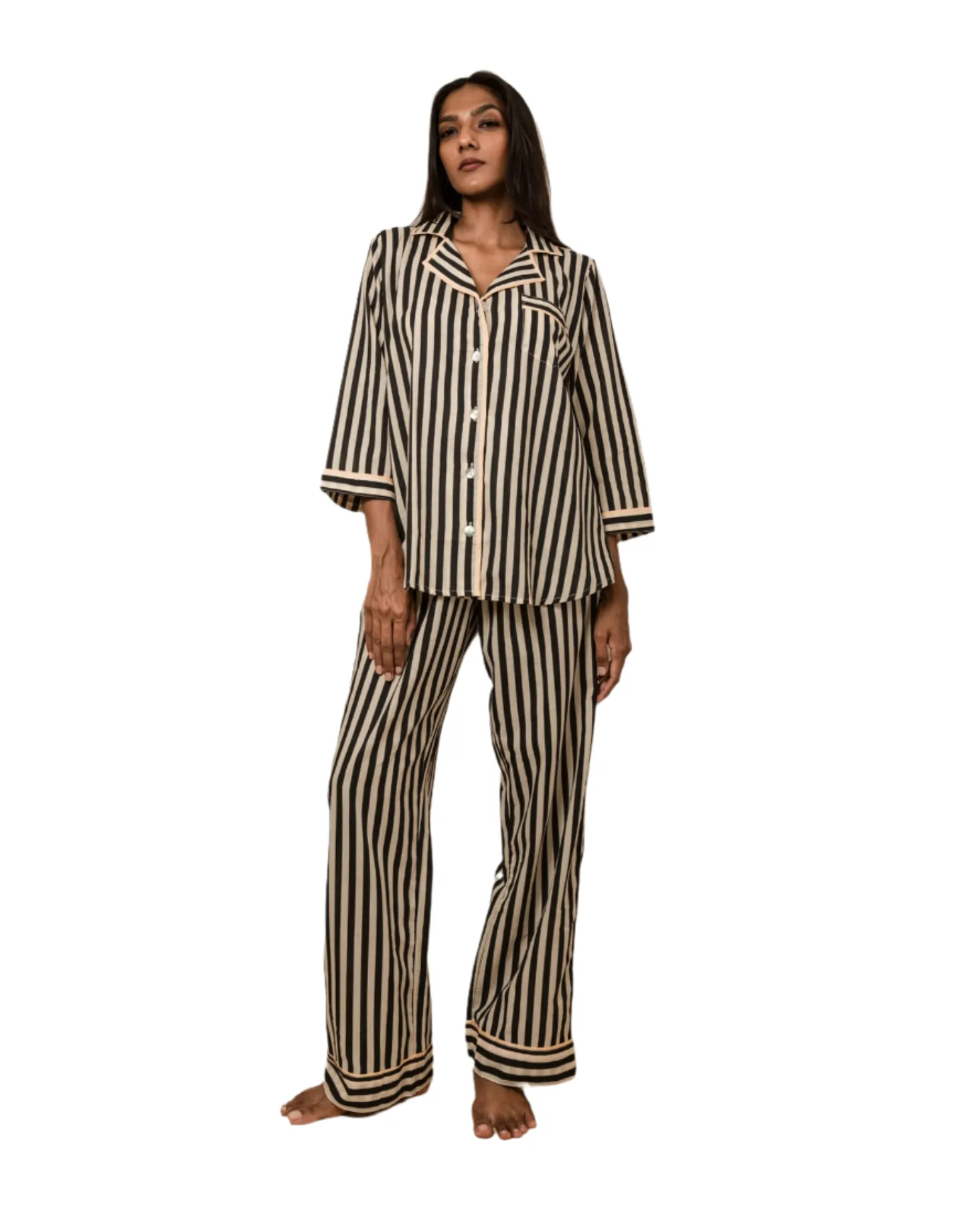 Ela 3/4 Sleeve PJ set - BW Stripes