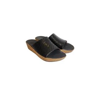 Fitflop Black Leather Cork Slides | Pre Loved |