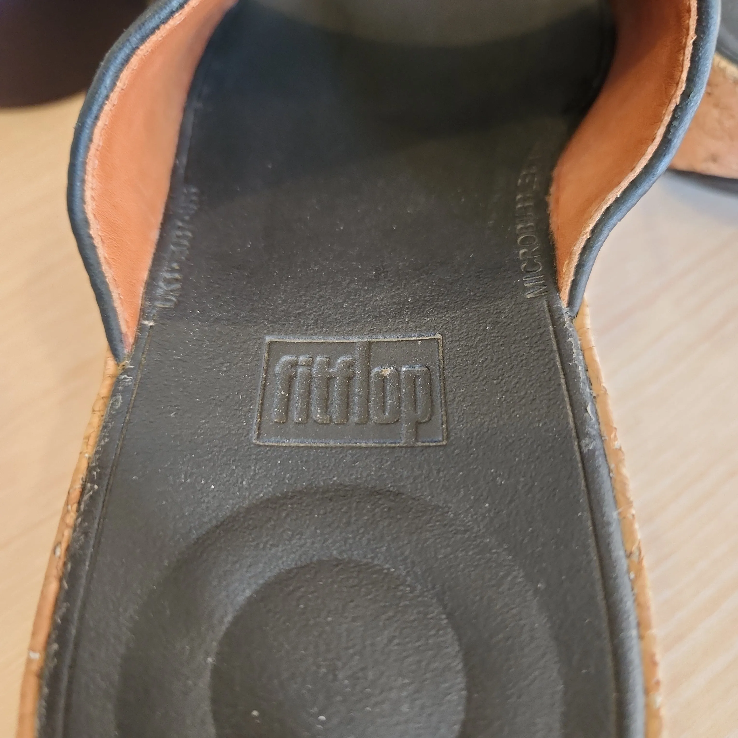 Fitflop Black Leather Cork Slides | Pre Loved |