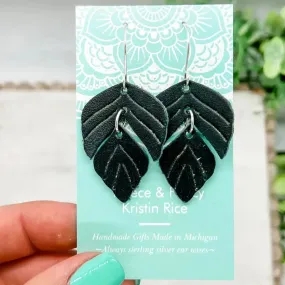 Fleece & Fancy | Spring Embossed Split Leaf Earrings