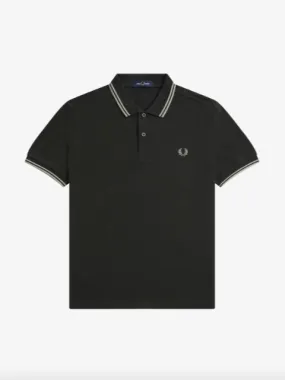 Fred Perry Twin Tipped Shirt/Night Green/Seagrass - New AW23