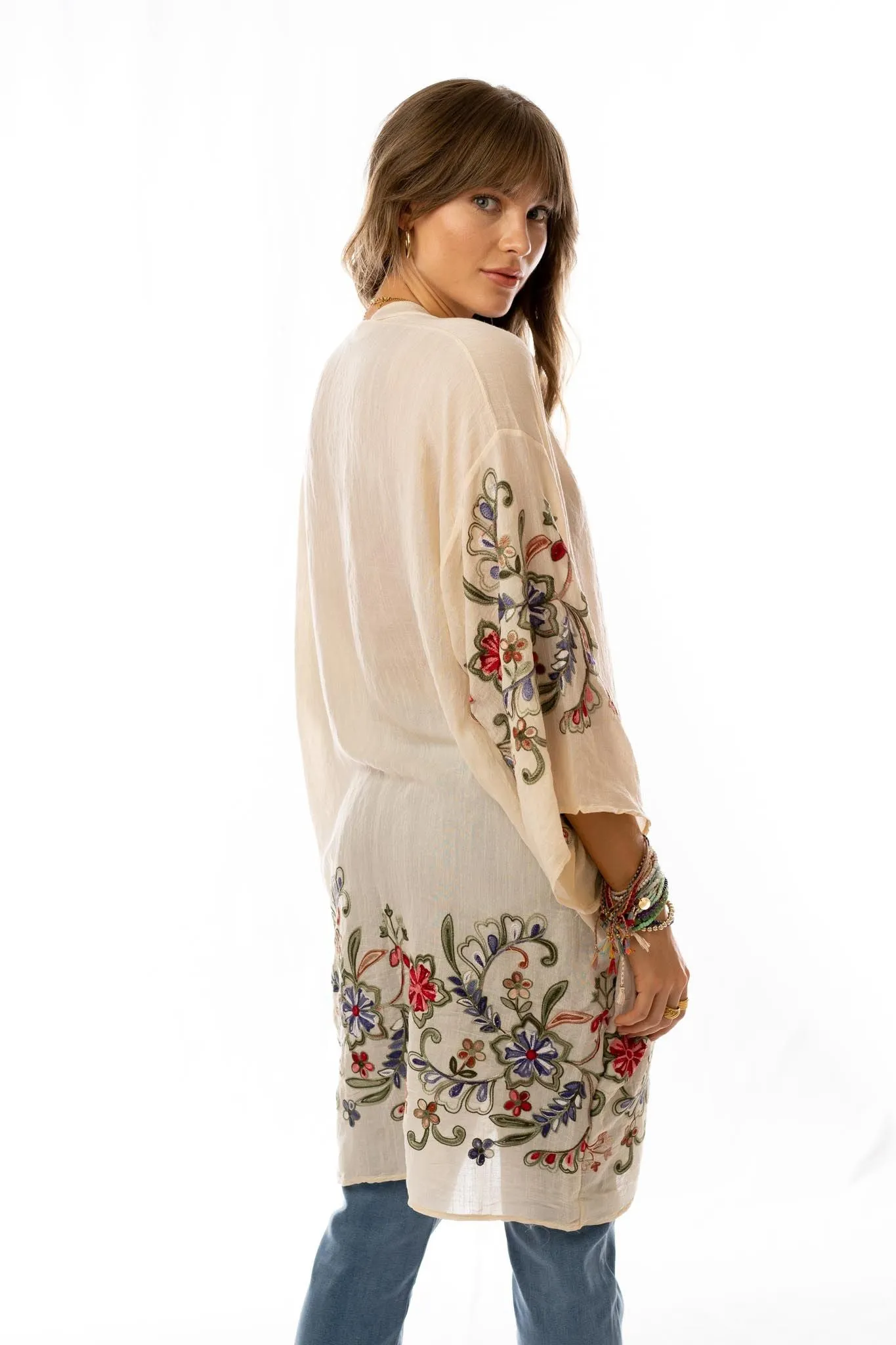 Fun In Florals Kimono - Cream