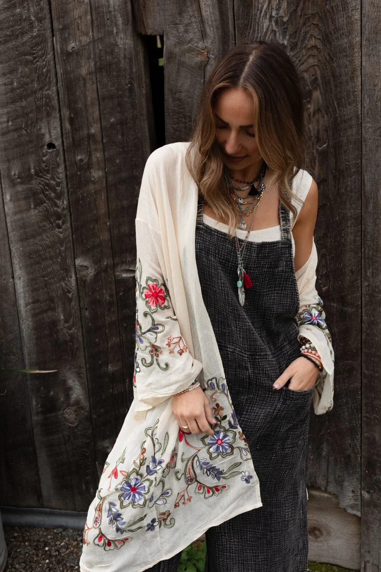 Fun In Florals Kimono - Cream