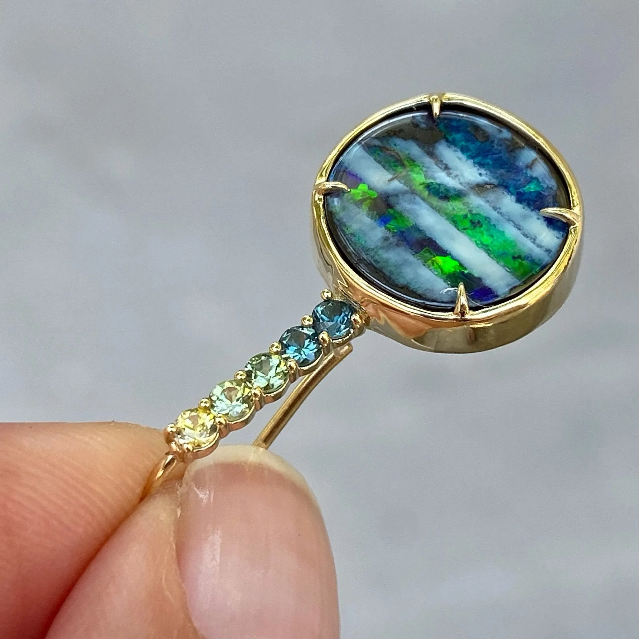 Galapagos Green Sapphire Opal Drop Earrings