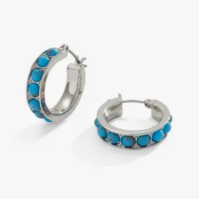 Gemstone Hoop Earrings, Reconstituted Turquoise