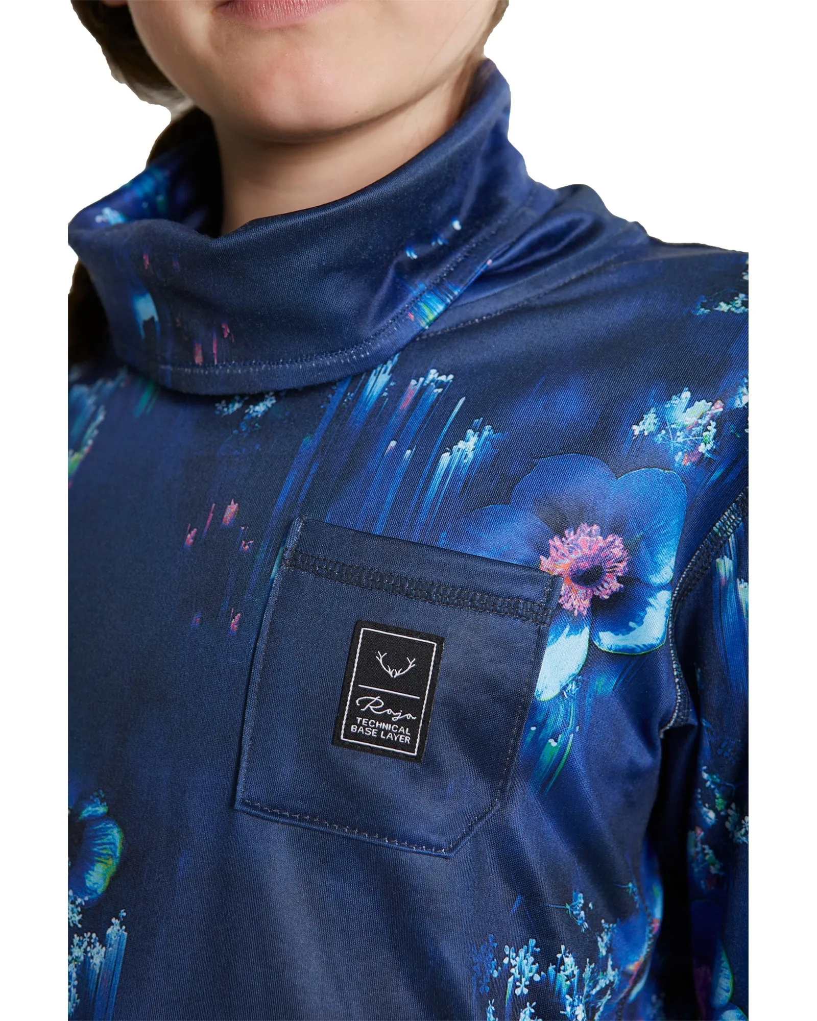 GIRLS CAPRI FUNNEL NECK - DEEP BLUE FLOWERVERSE