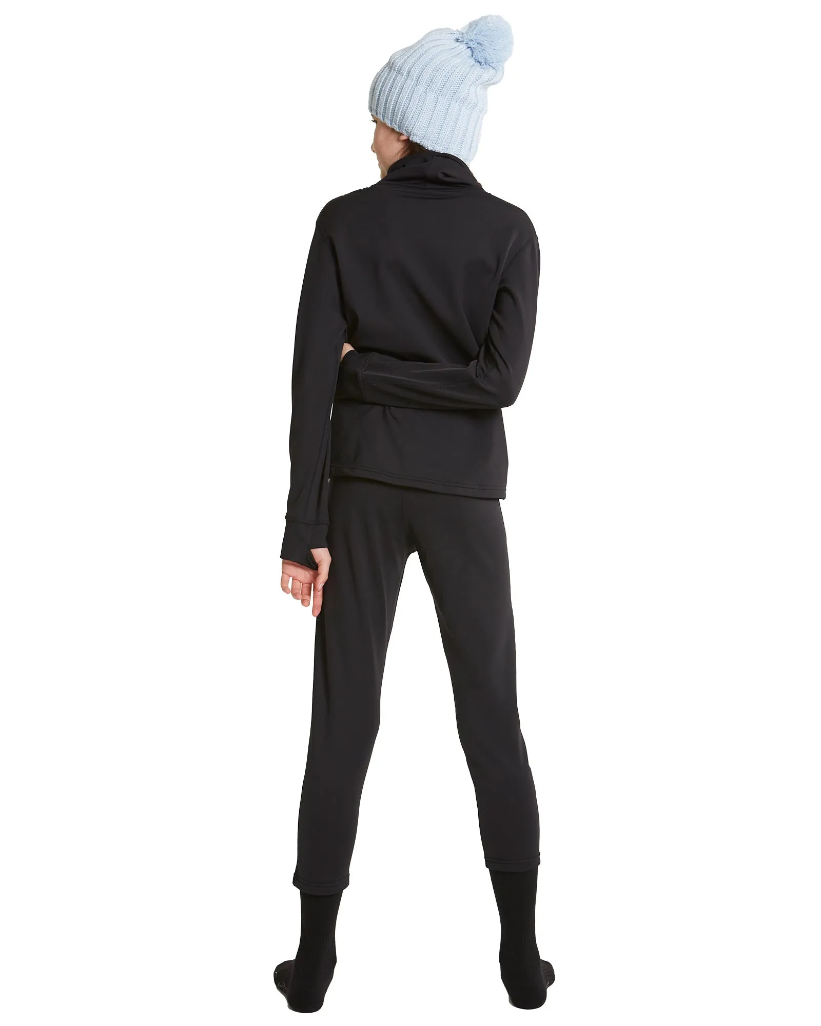 GIRLS CAPRI FUNNEL NECK - TRUE BLACK