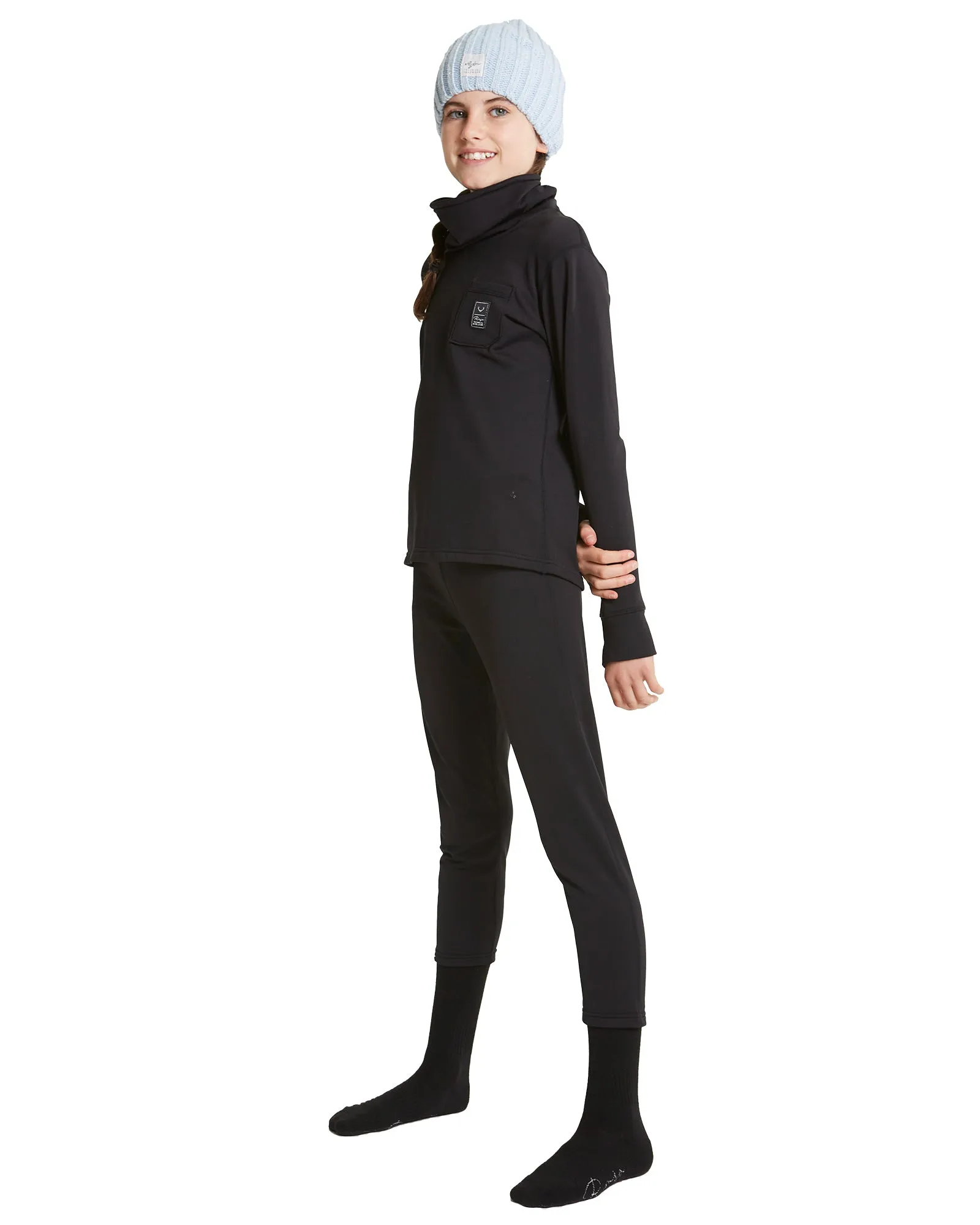 GIRLS CAPRI FUNNEL NECK - TRUE BLACK