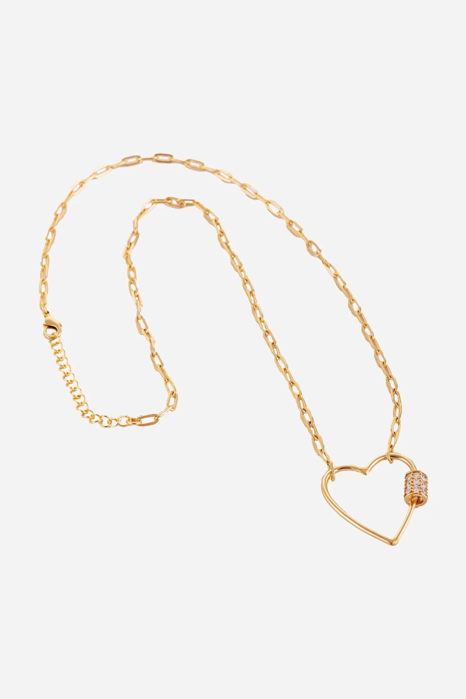 Golden Heart Shape Pendant In Long Chain