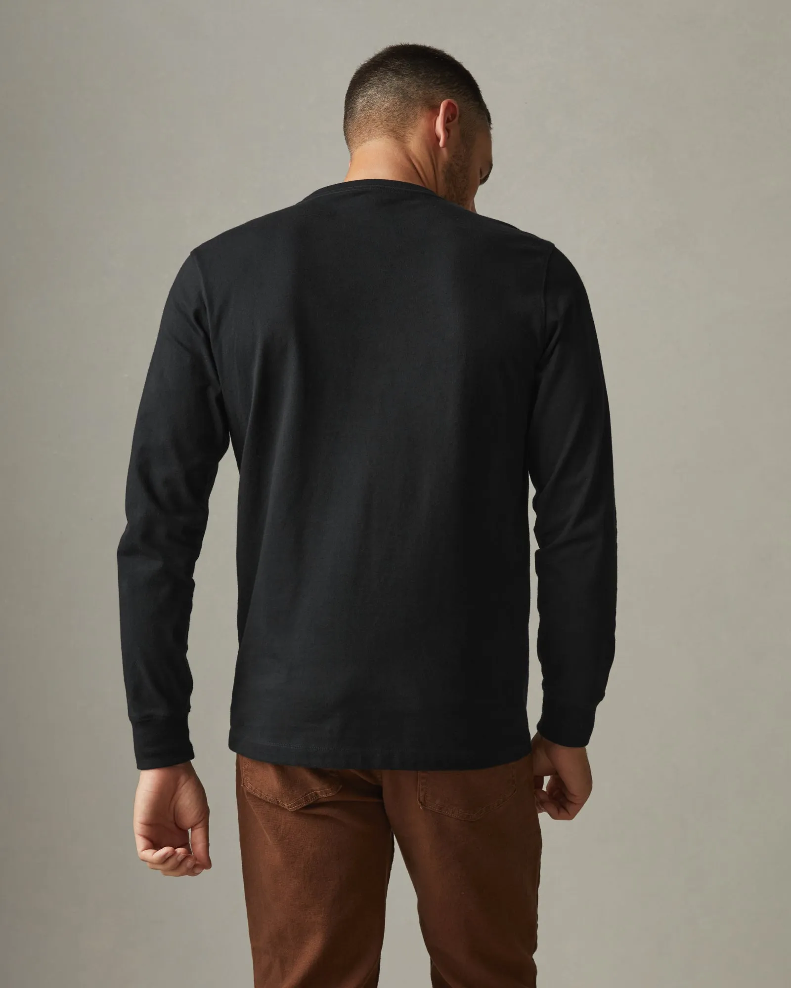 Heavyweight Pocket Tee Long Sleeve - Black