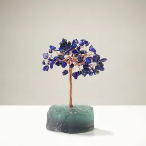 Lapis Natural Gemstone Tree of Life with Fluorite Base