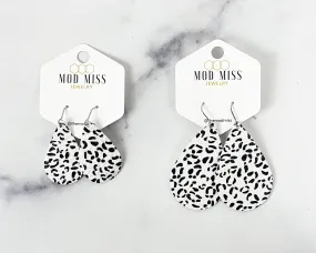 Leather Teardrop Earring Dalmatian