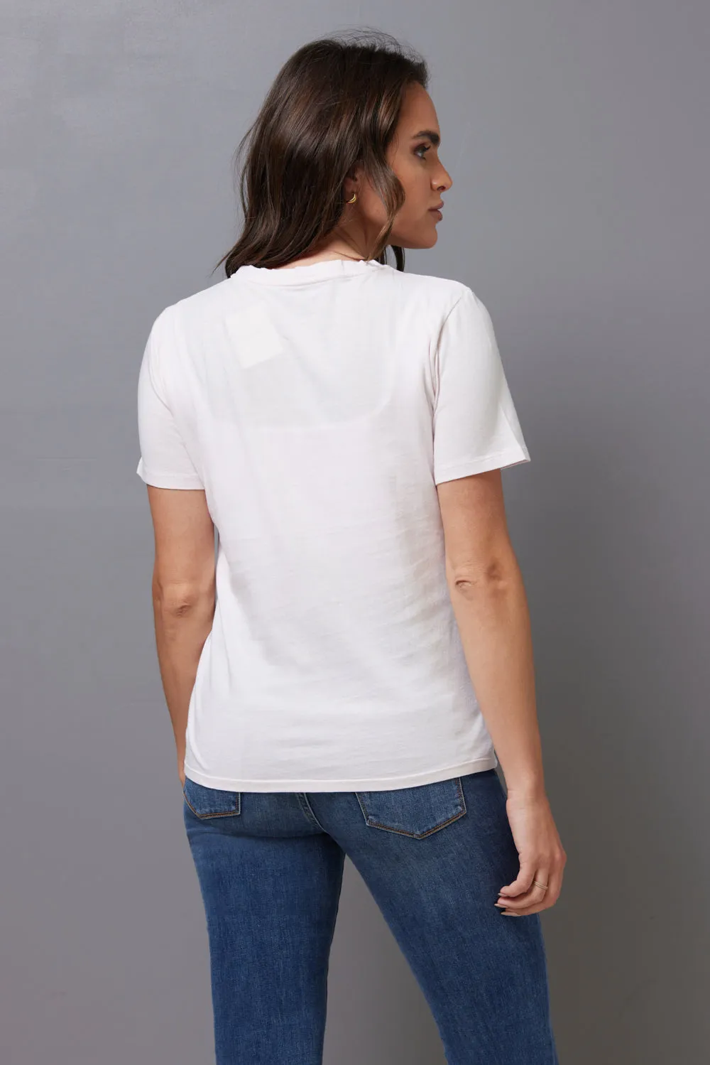 Majestic Short Sleeve Cotton Crewneck Tee in Petale