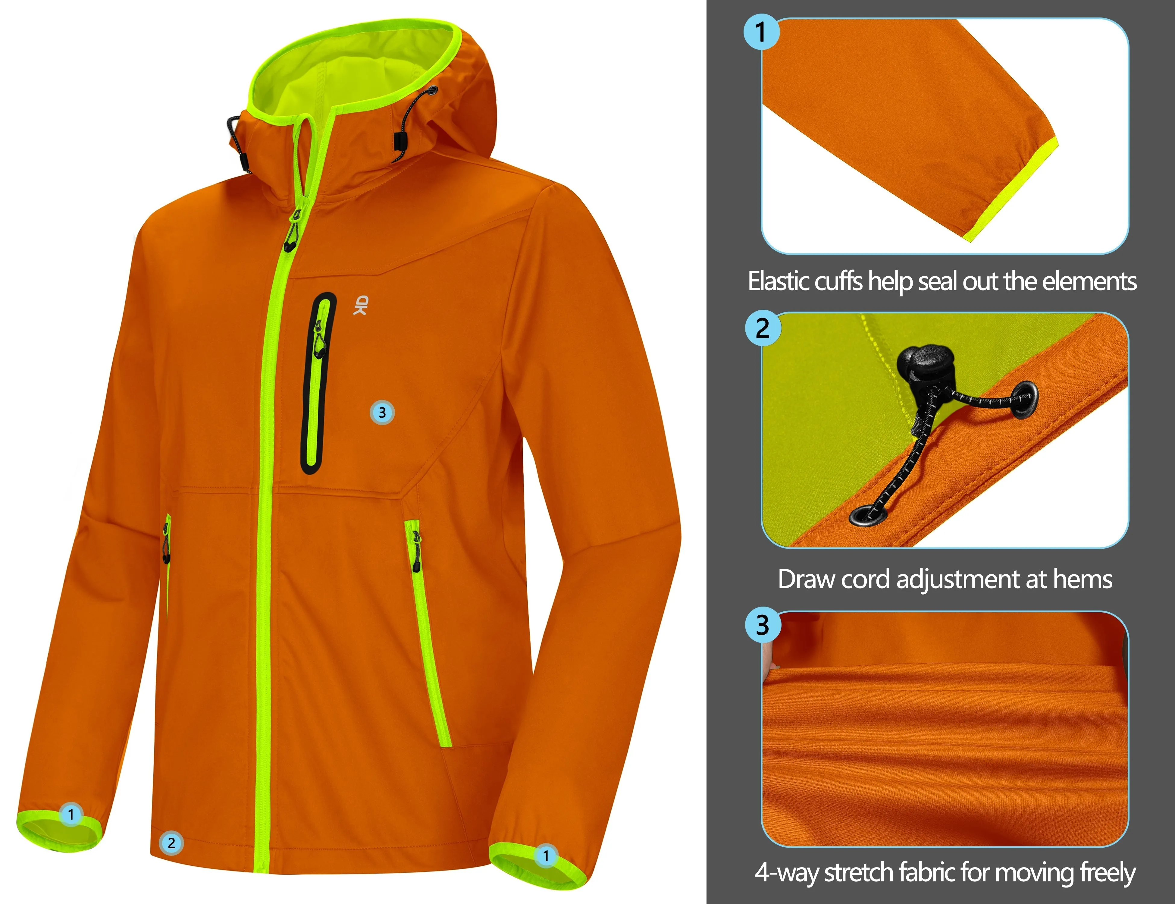 Men's Lightweight Hooded Hiking Softshell Jacket