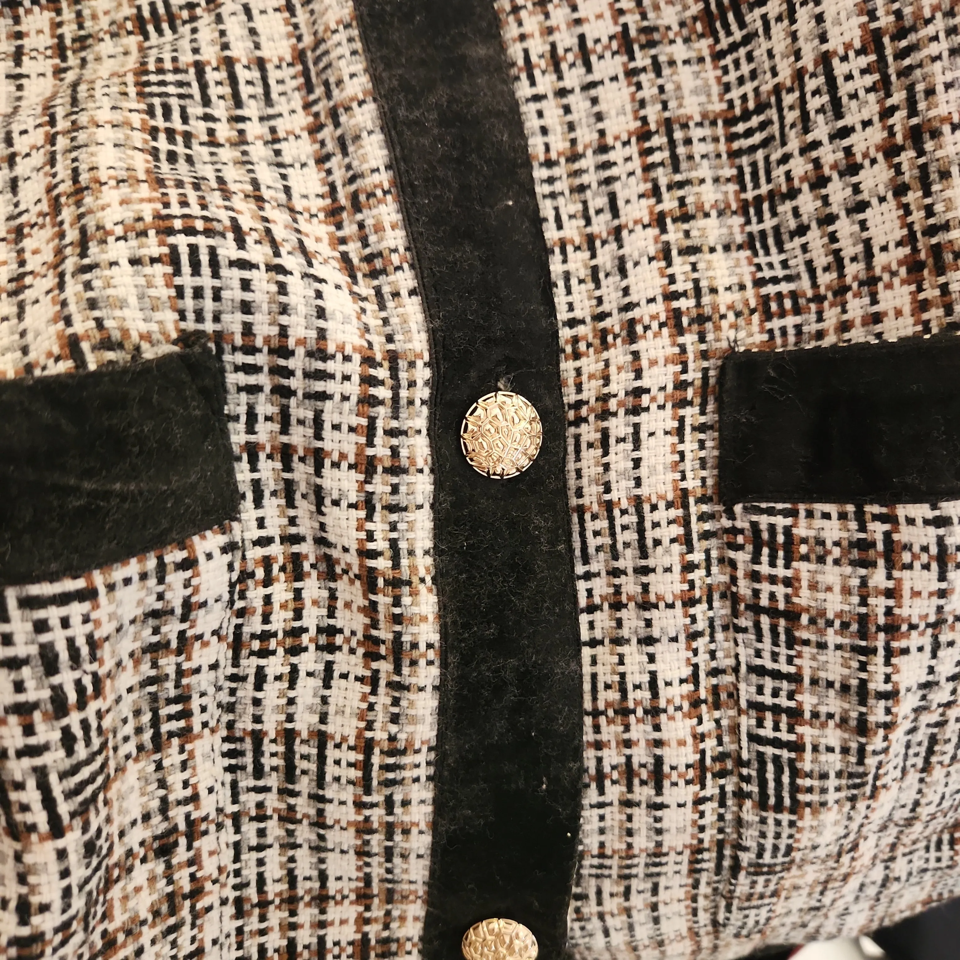 Moves Black and Brown Tweed Gold Button Jacket | Pre Loved |