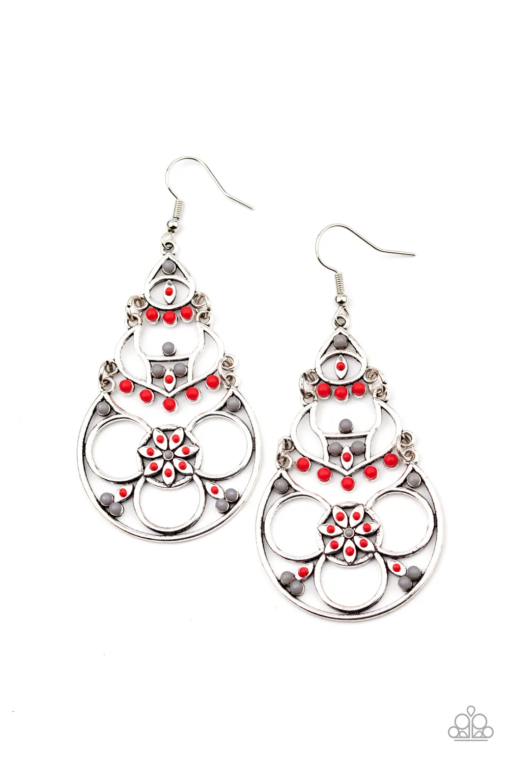 Paparazzi Earring ~ Garden Melody - Red