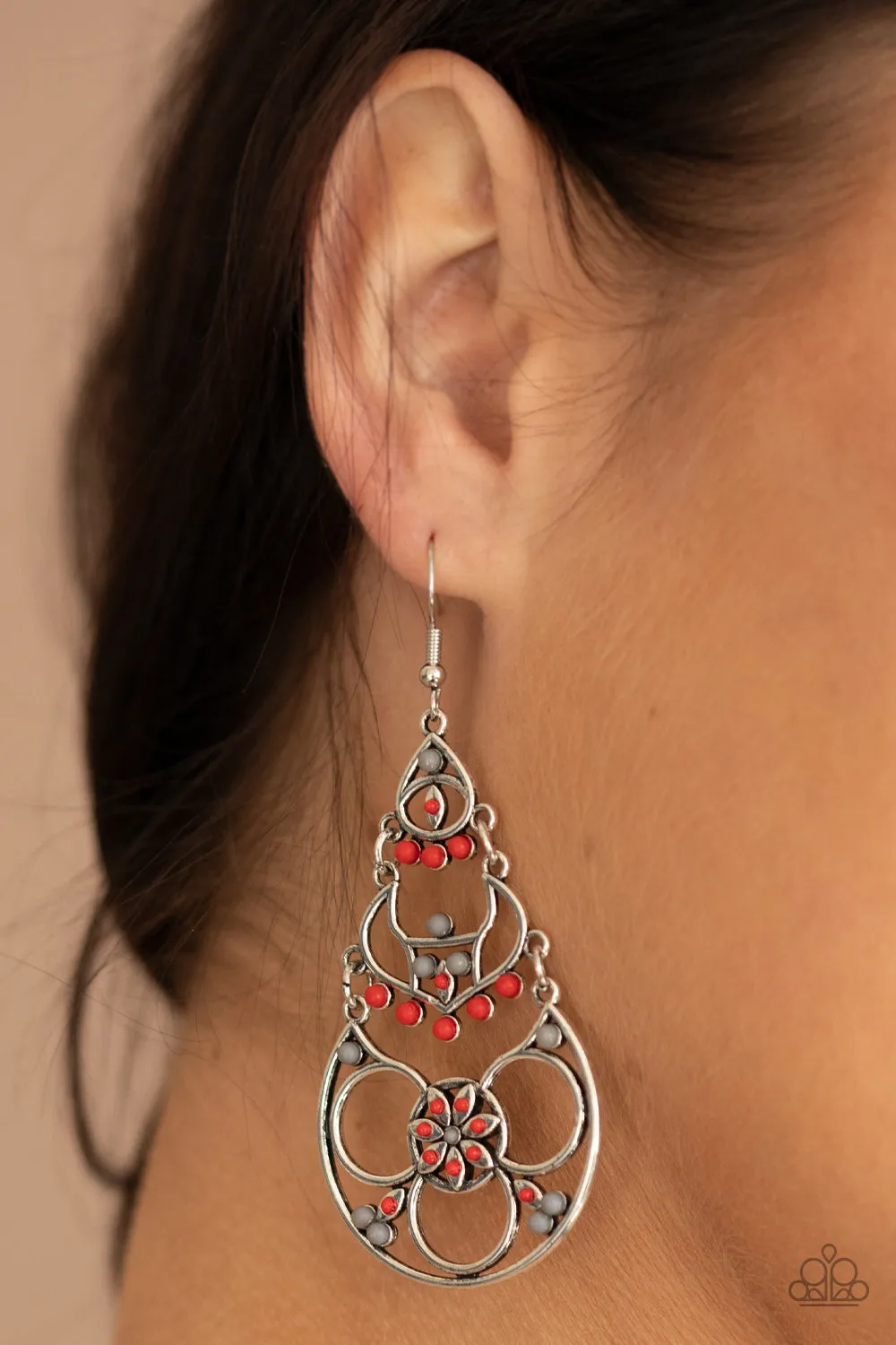 Paparazzi Earring ~ Garden Melody - Red