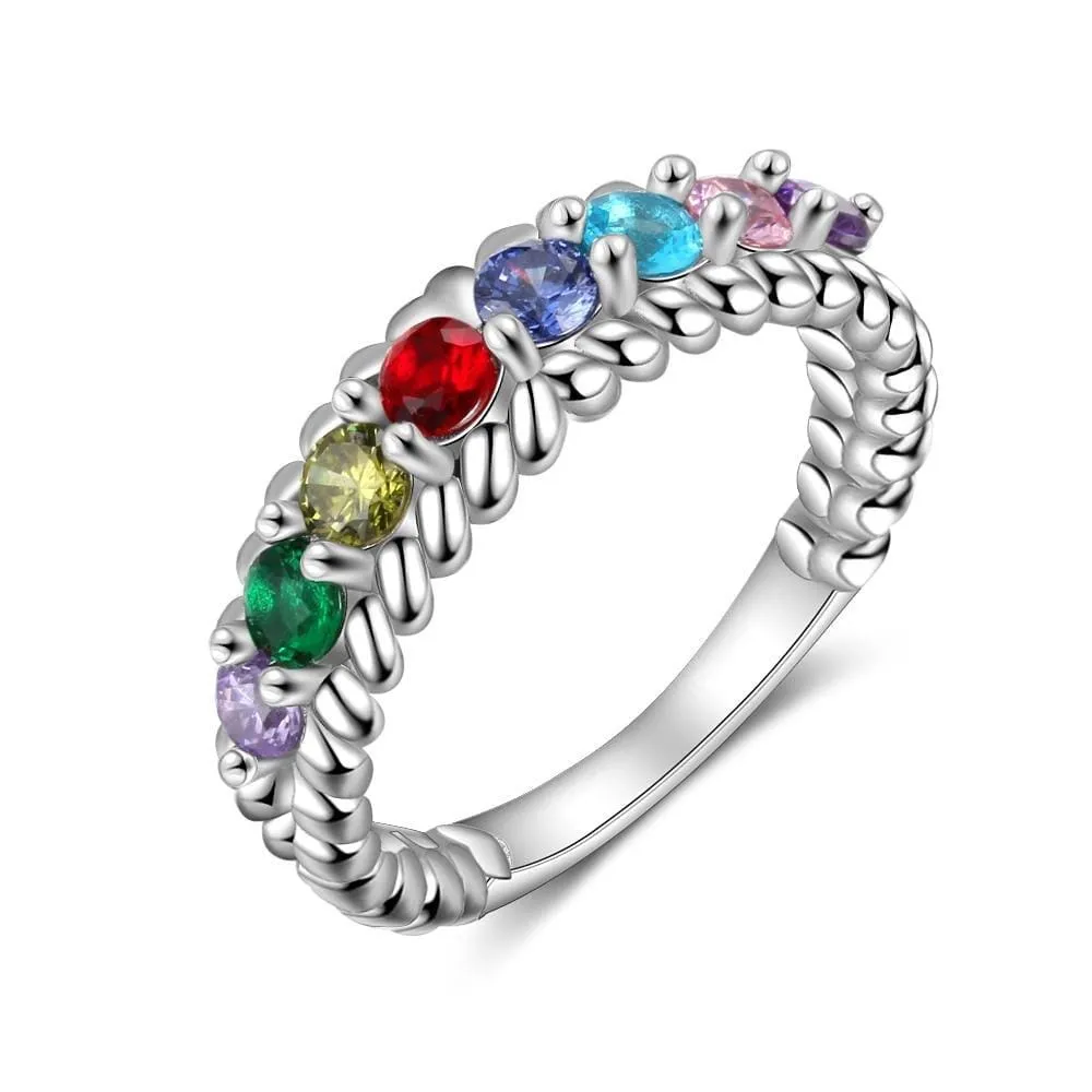 Personalized 8 Birthstones Family Ring