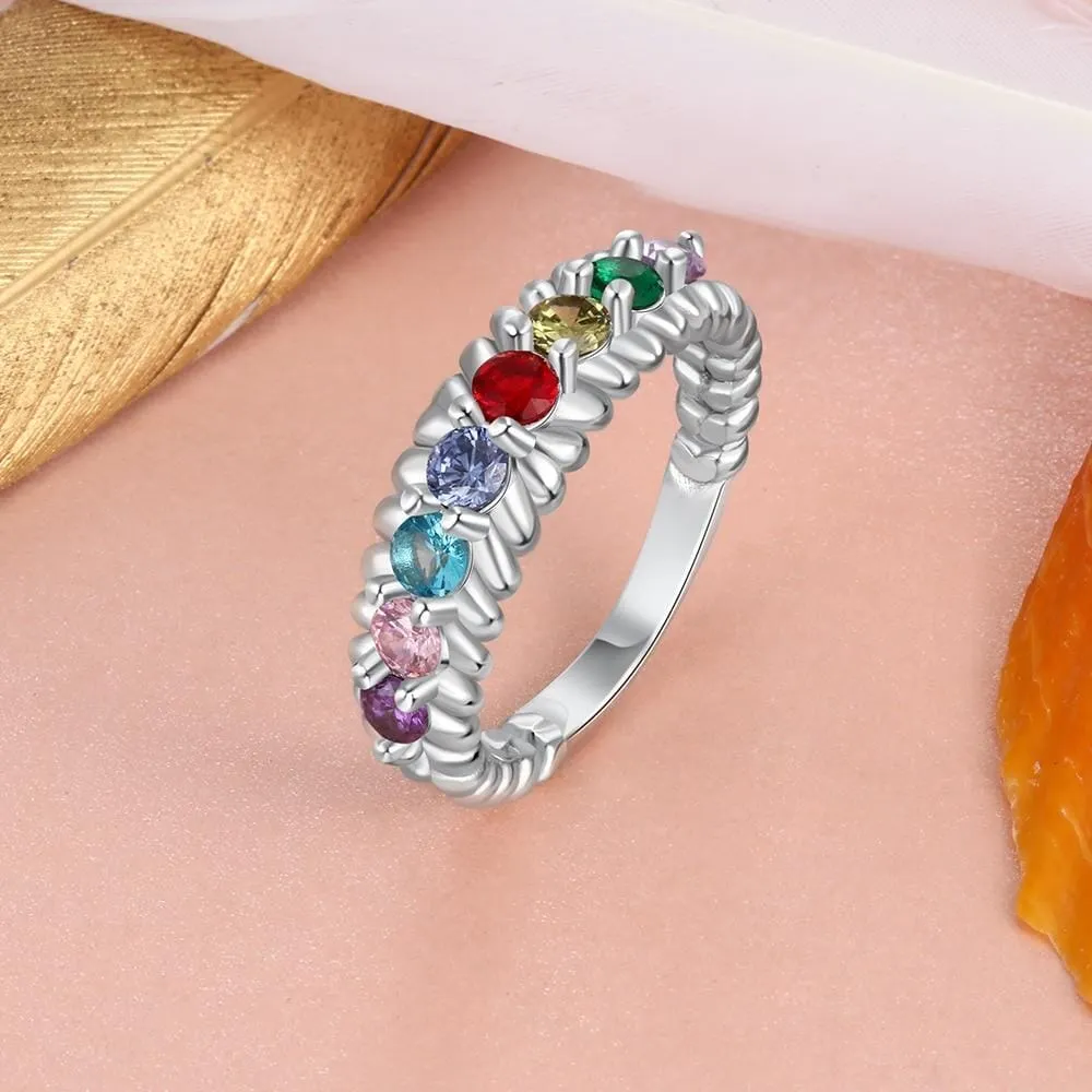 Personalized 8 Birthstones Family Ring