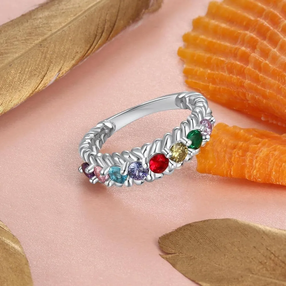 Personalized 8 Birthstones Family Ring