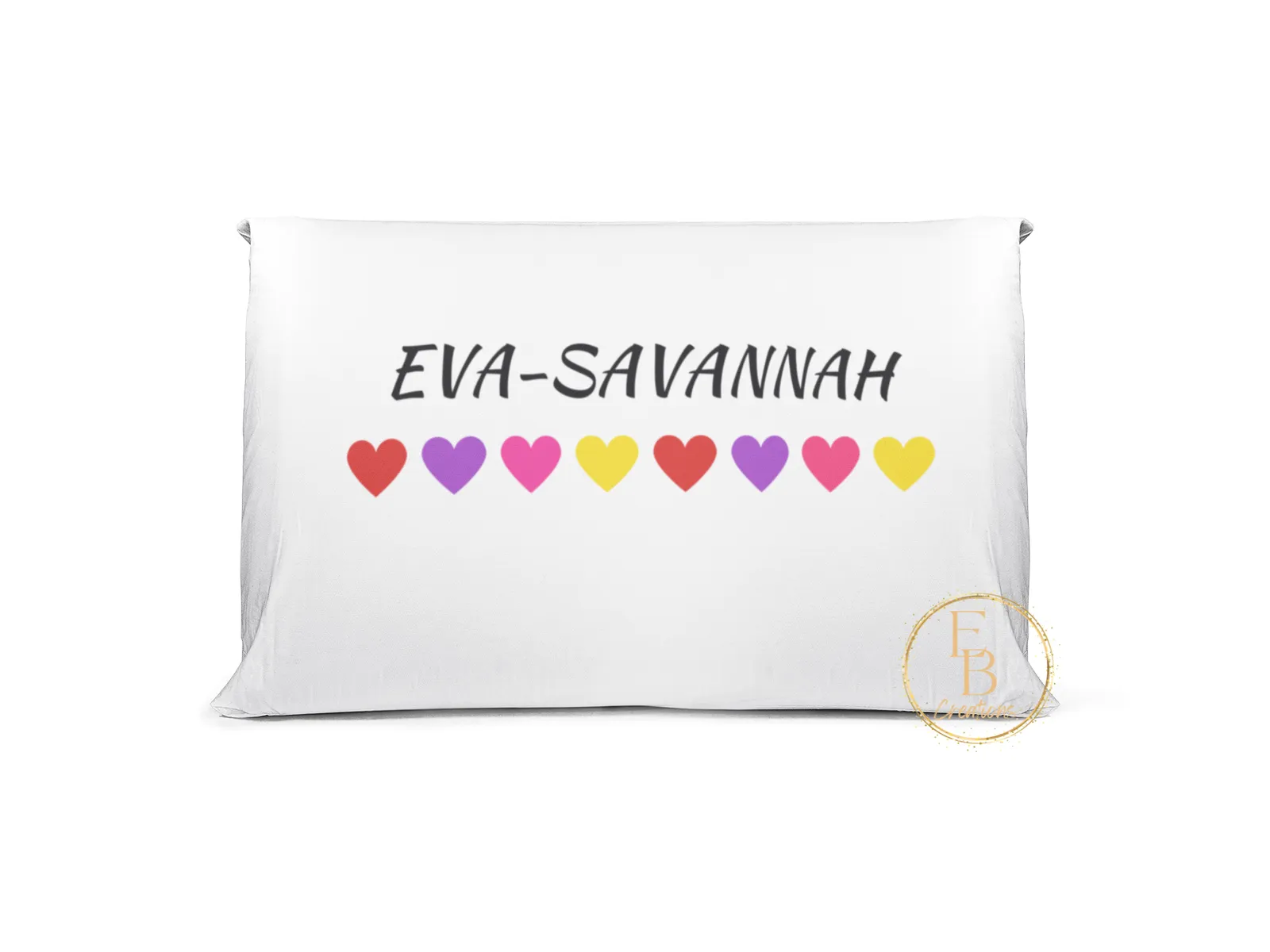 Personalized Pillow Case for kids | Colored rainbow hearts for girls