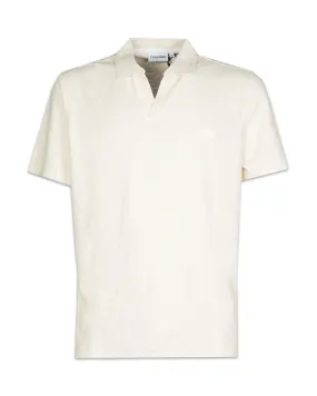 Polo Uomo Calvin Klein Cotton Linen Open Collar Egret