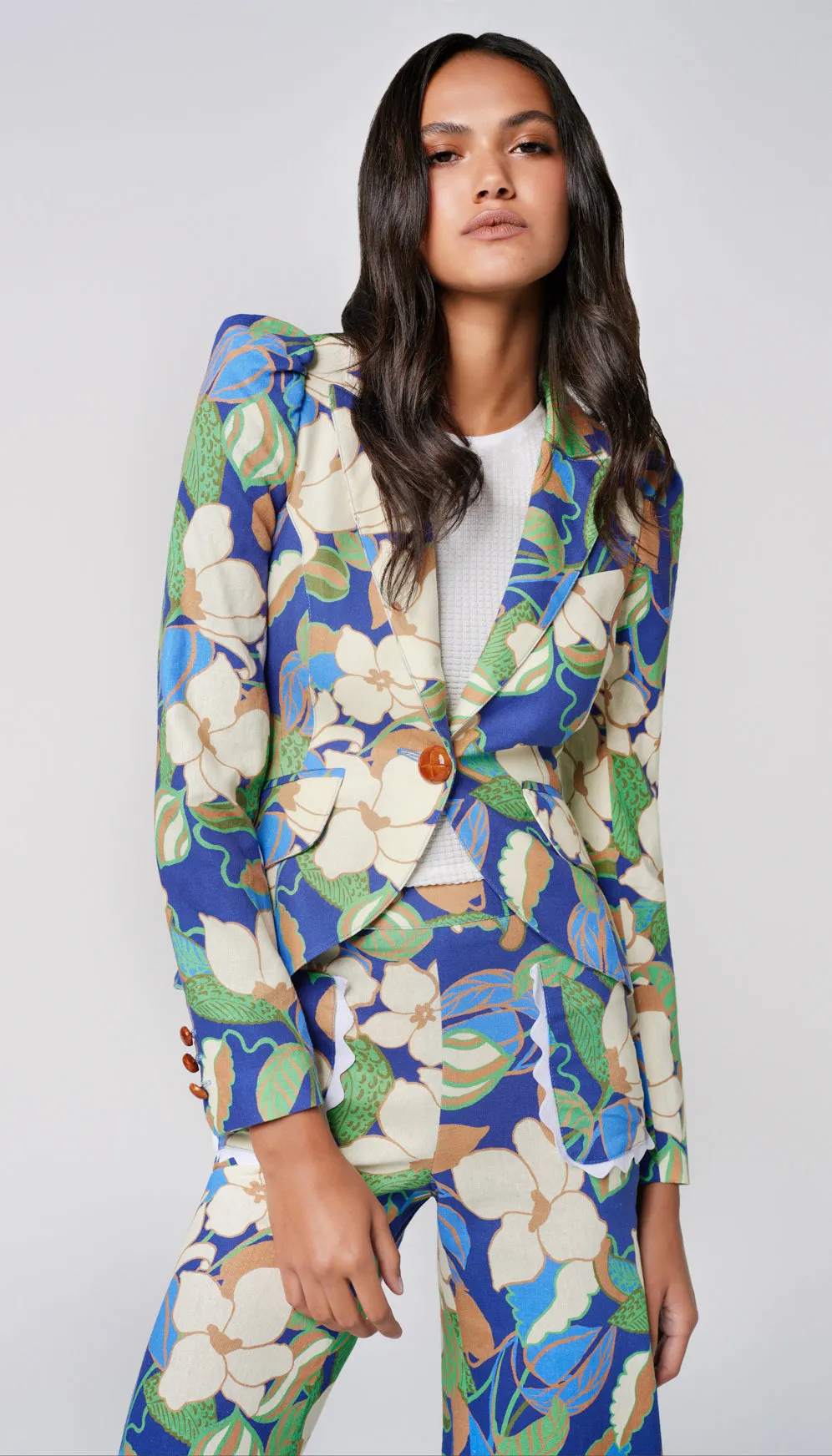 Pouf Sleeve One Button Blazer