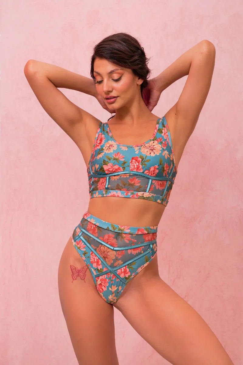 RAD Paradiso Destino Top - Teal Floral