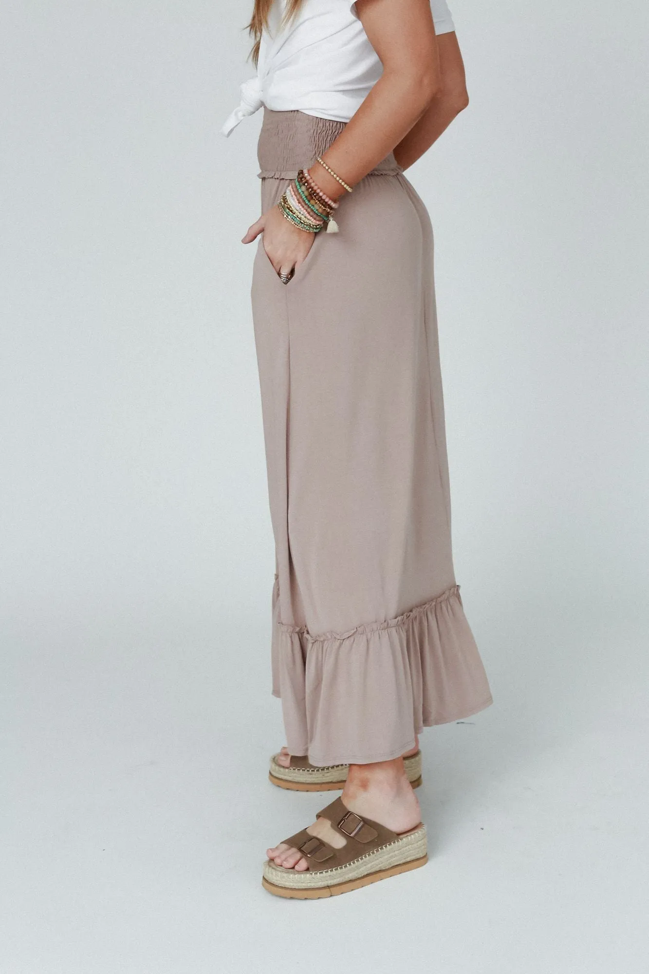 Rustic Romance Smocked Maxi Skirt - Dark Mocha