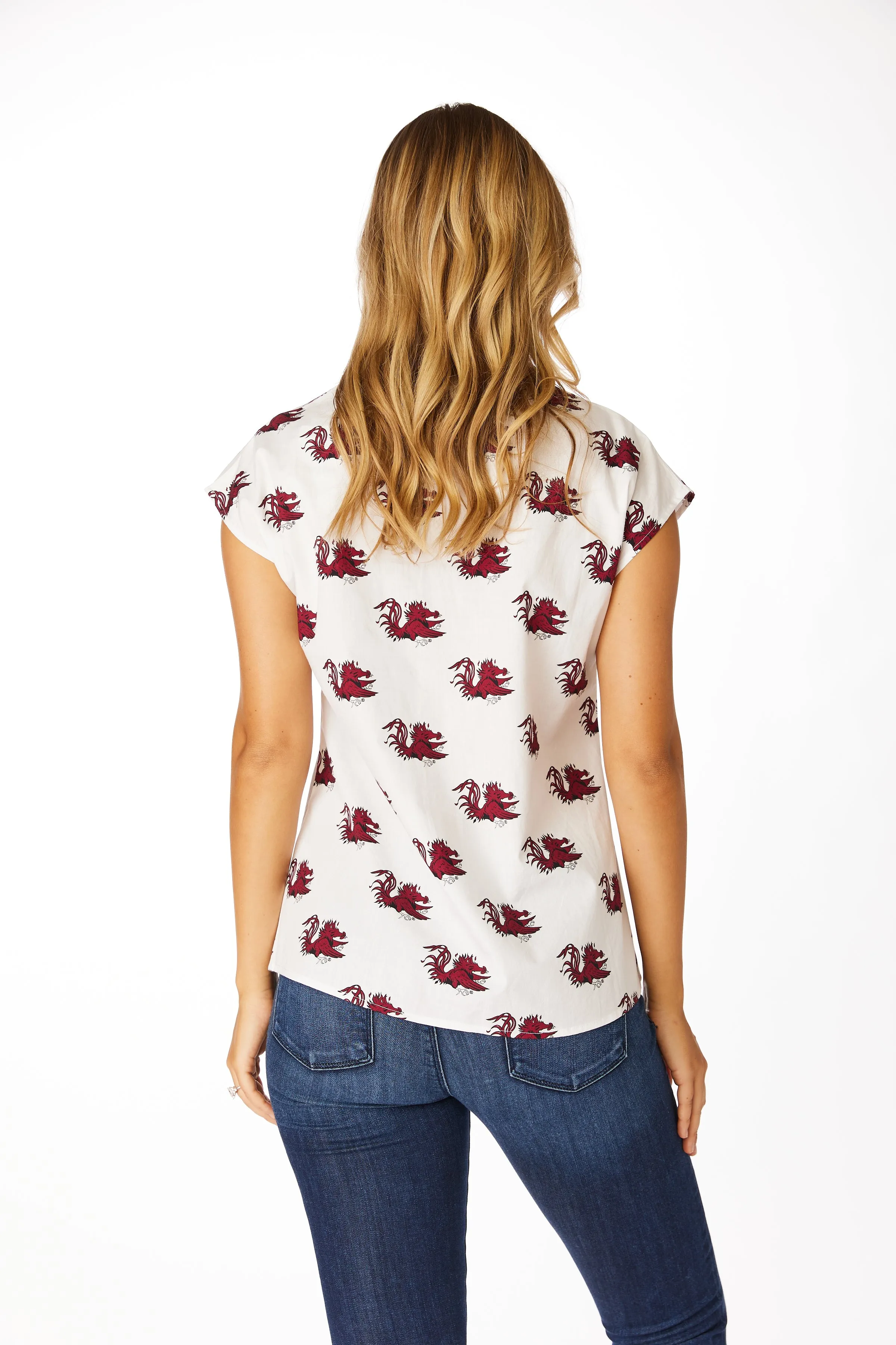 SE Gamecocks Poplin V-Neck Top